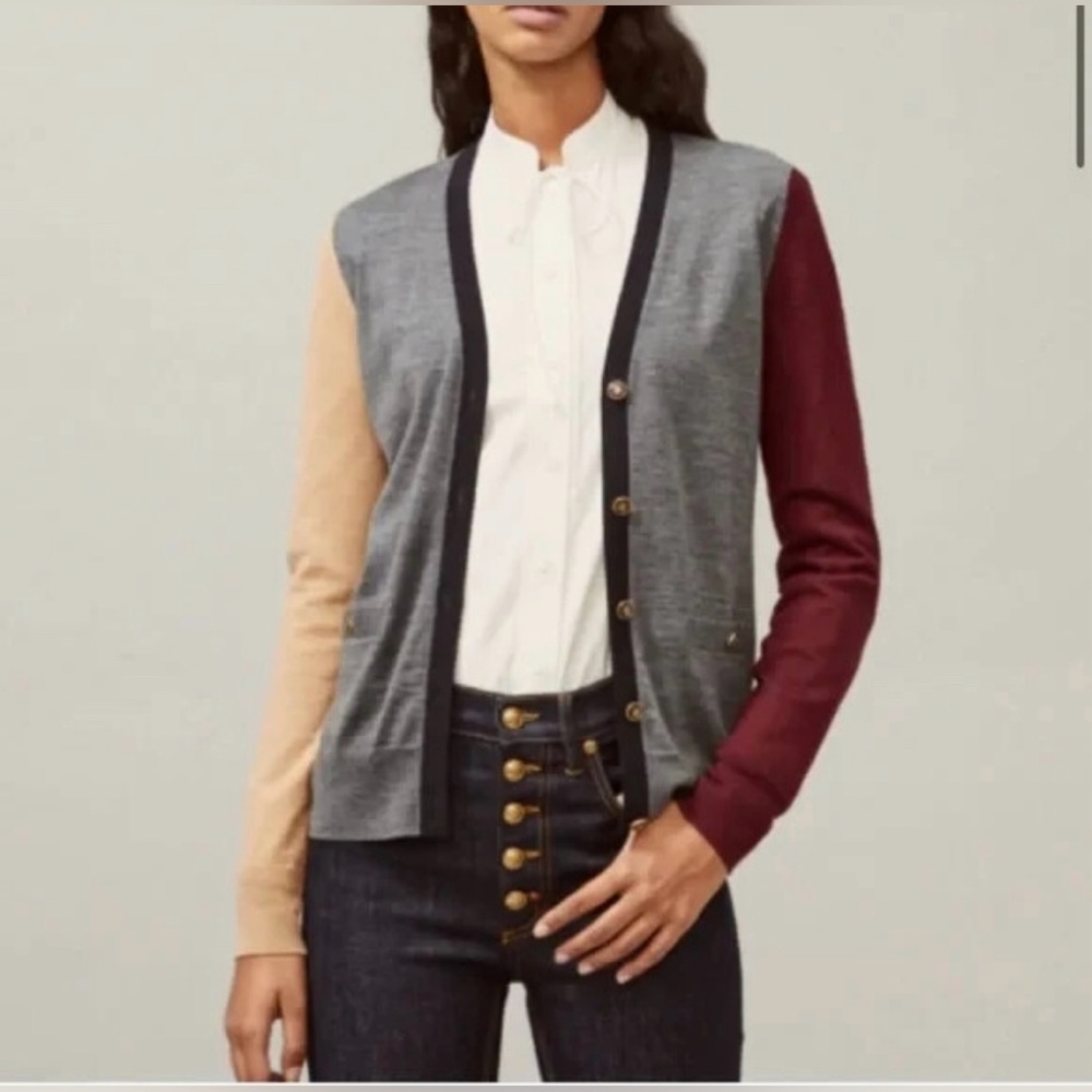 Tory Burch Madeline color block cardigan. Size small. EUC.